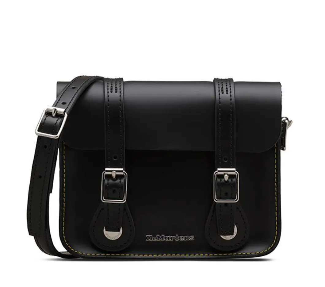 Dr Martens 7" Leather Satchel Black Kiev & Black Smooth