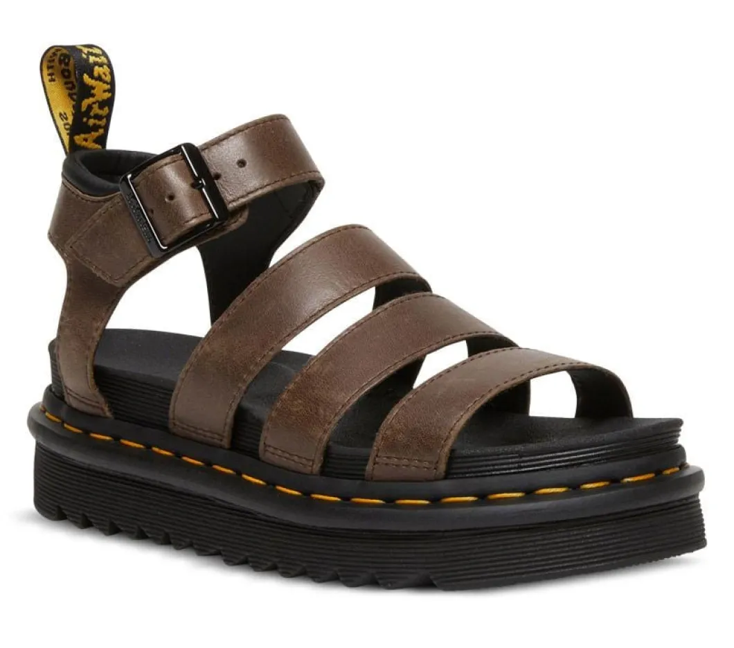 Dr Martens Blaire 3 Strap Sandal Dark Brown Oily Illusion