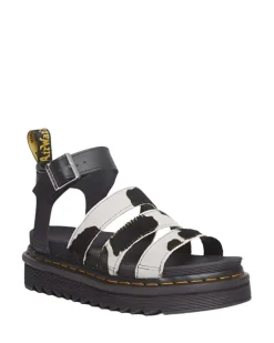 Dr Martens Blaire 3 Strap Sandal Cow Print Hair & Black Athena