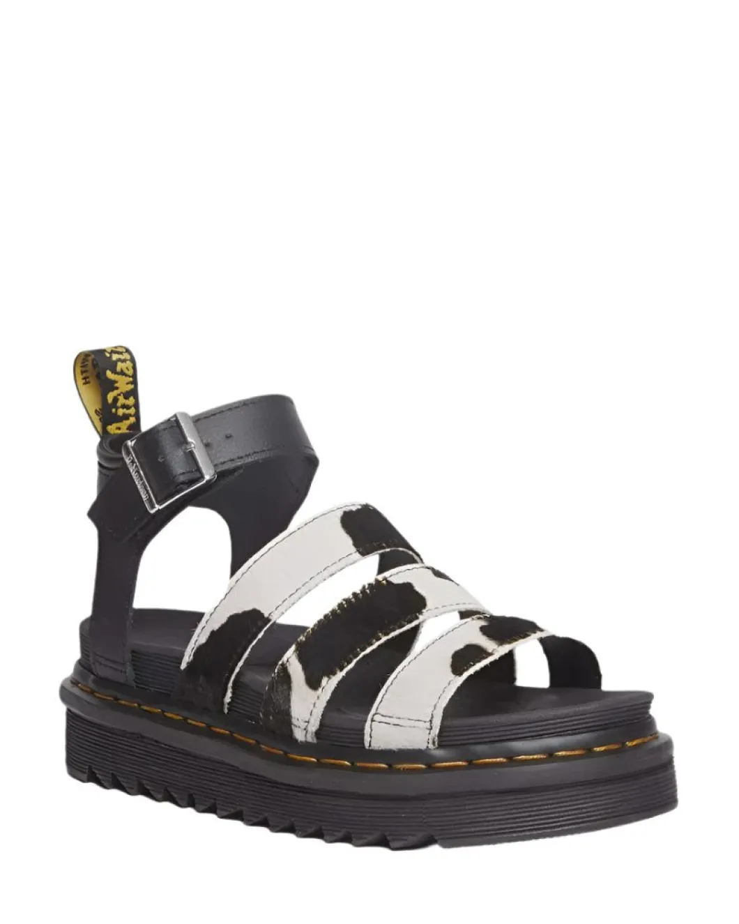 Dr Martens Blaire 3 Strap Sandal Cow Print Hair & Black Athena