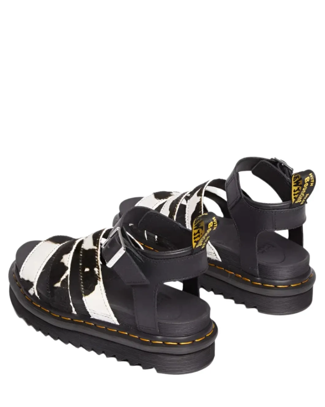 Dr Martens Blaire 3 Strap Sandal Cow Print Hair & Black Athena