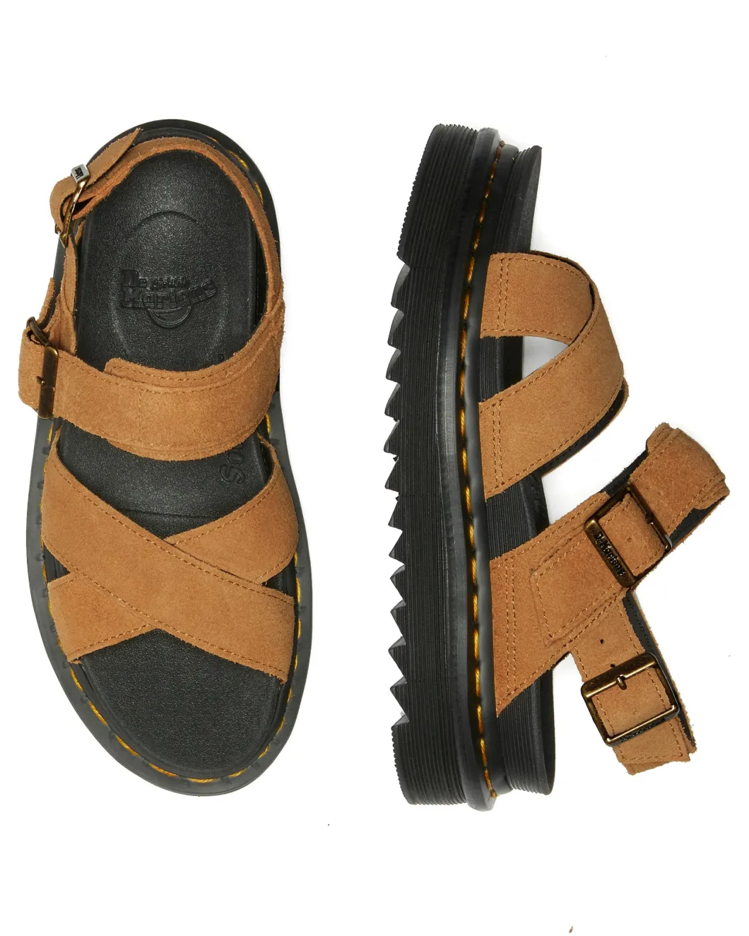 Dr Martens Voss II Cross Strap Tan Suede Sandal