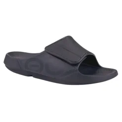 OOFOS Mens Ooahh Sport Adjustable Black Slide